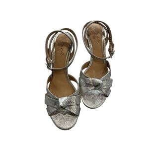 Jewel Badgley Mischka Heels Women 8 Silver Strappy